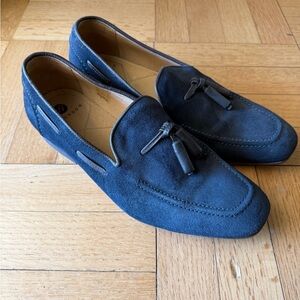 H By Hudson Navy Suede Tassel Loafers